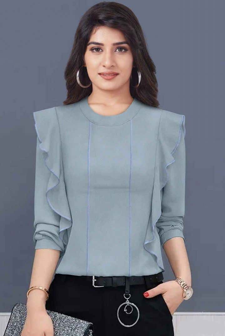 Fancy Blue Georgette Stylish Western Top.