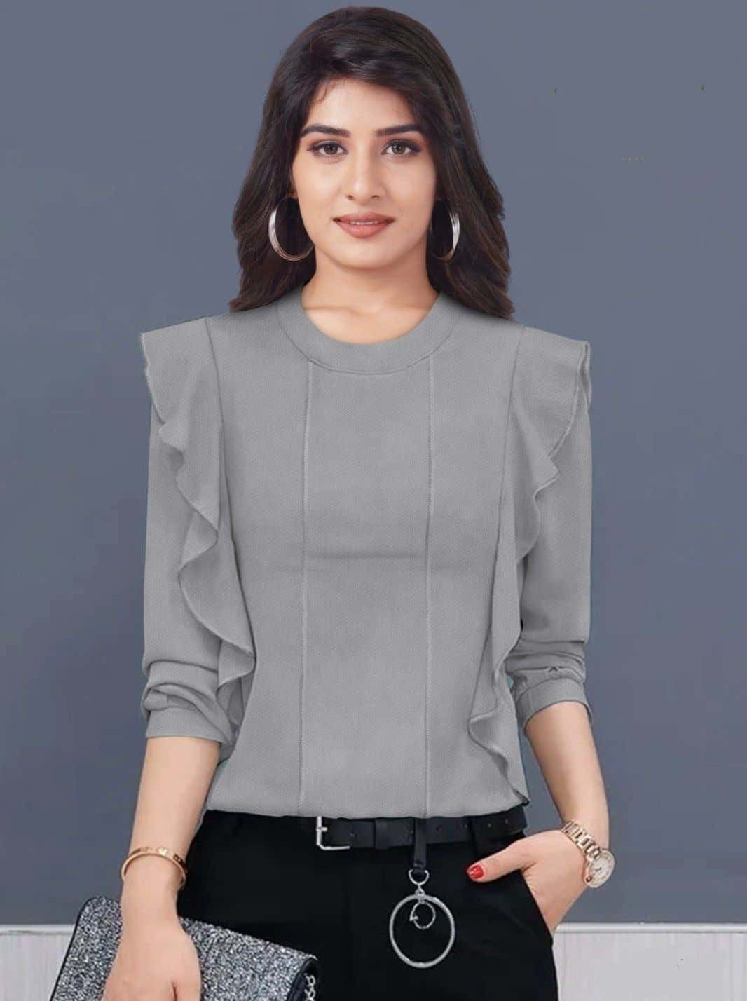 Fancy Grey Georgette Stylish Western Top